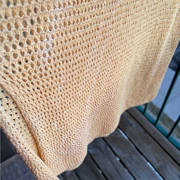 🆕 🌼 Rachel Zoe Yellow Crochet Knit Midi Skirt Lined Size M Casual Vacation Chic - Picture 13 of 13